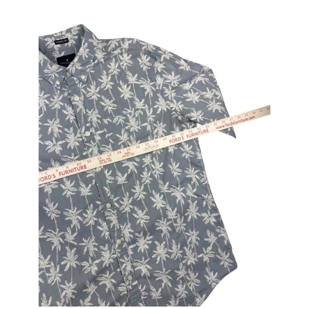 American Eagle Seriously Soft Long Sleeve Button Down Shirt Palm Tree Print Lrge - Picture 4 of 8